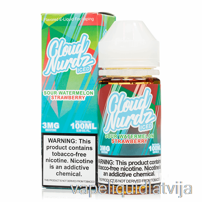 Ledus Skābs Arbūzs Zemeņu - Mākonis Nurdz - 100ml 0mg Vape šķidrums